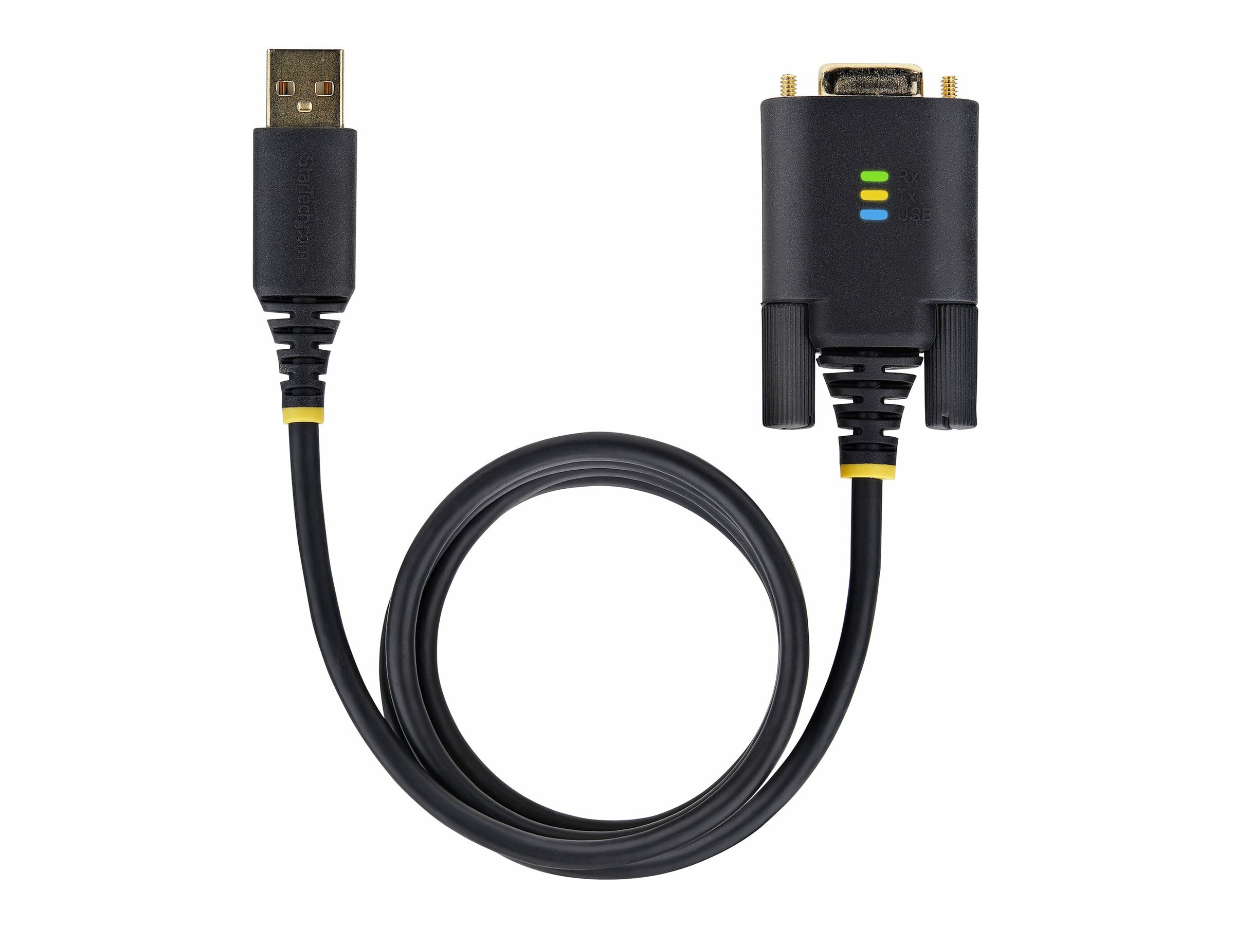 StarTech.com 3ft (1m) USB to Serial Adapter Cable Interchangeable DB9 ScrewsNuts COM Retention USB-A to DB9 RS232 FTDI IC Level-4 ESD Protection WindowsmacOSChromeOSLinux - Rugged TPE Construction (1P3FFCB-USB-SERIAL)