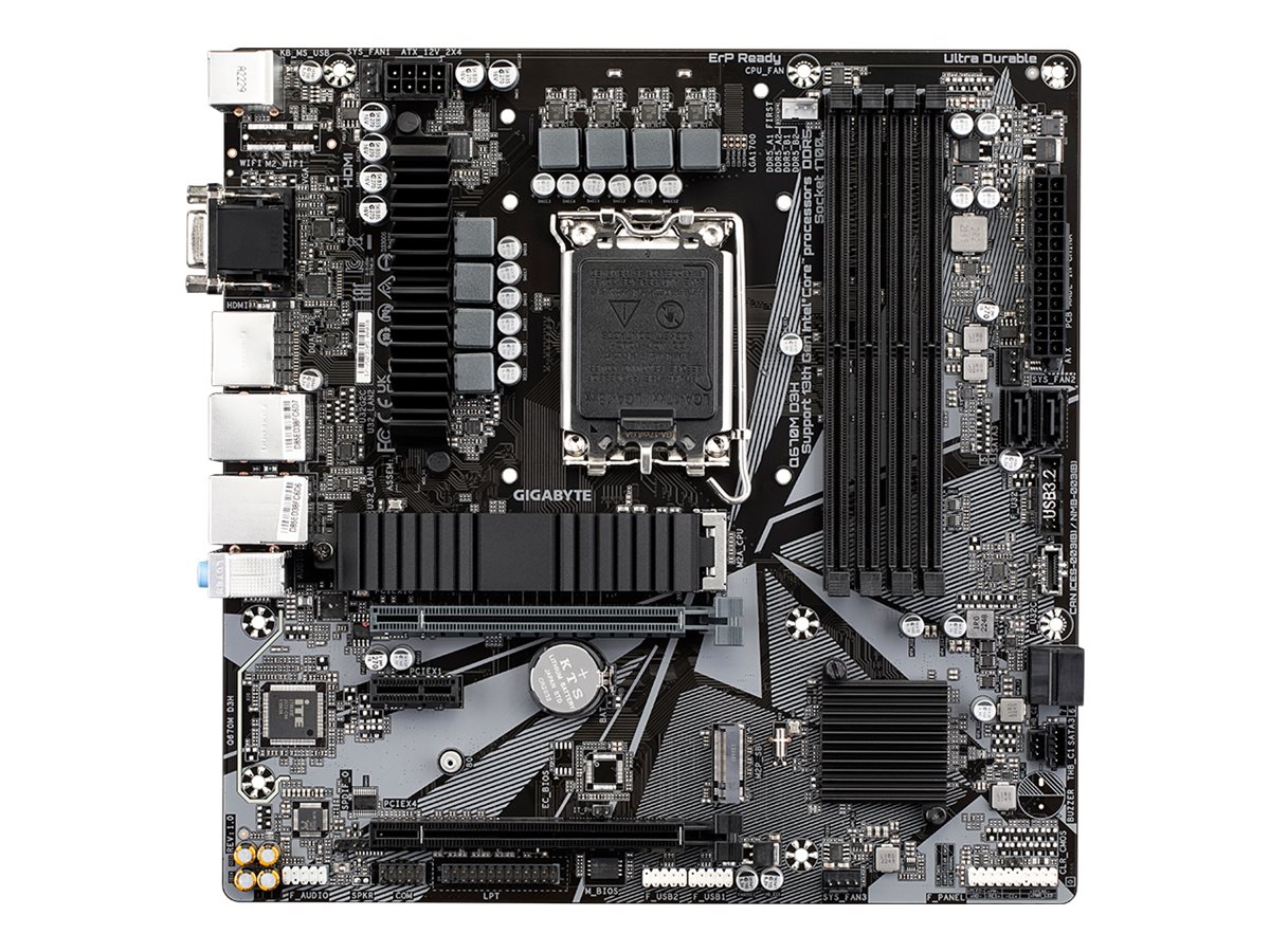 Gigabyte Q670M D3H - Motherboard - micro ATX - LGA1700-Sockel - Q670 Chipsatz - USB-C 3.2 Gen2 USB-C 3.2 Gen 1 USB 3.2 Gen 1 - 2.5 Gigabit LAN - Onboard-Grafik (CPU erforderlich)