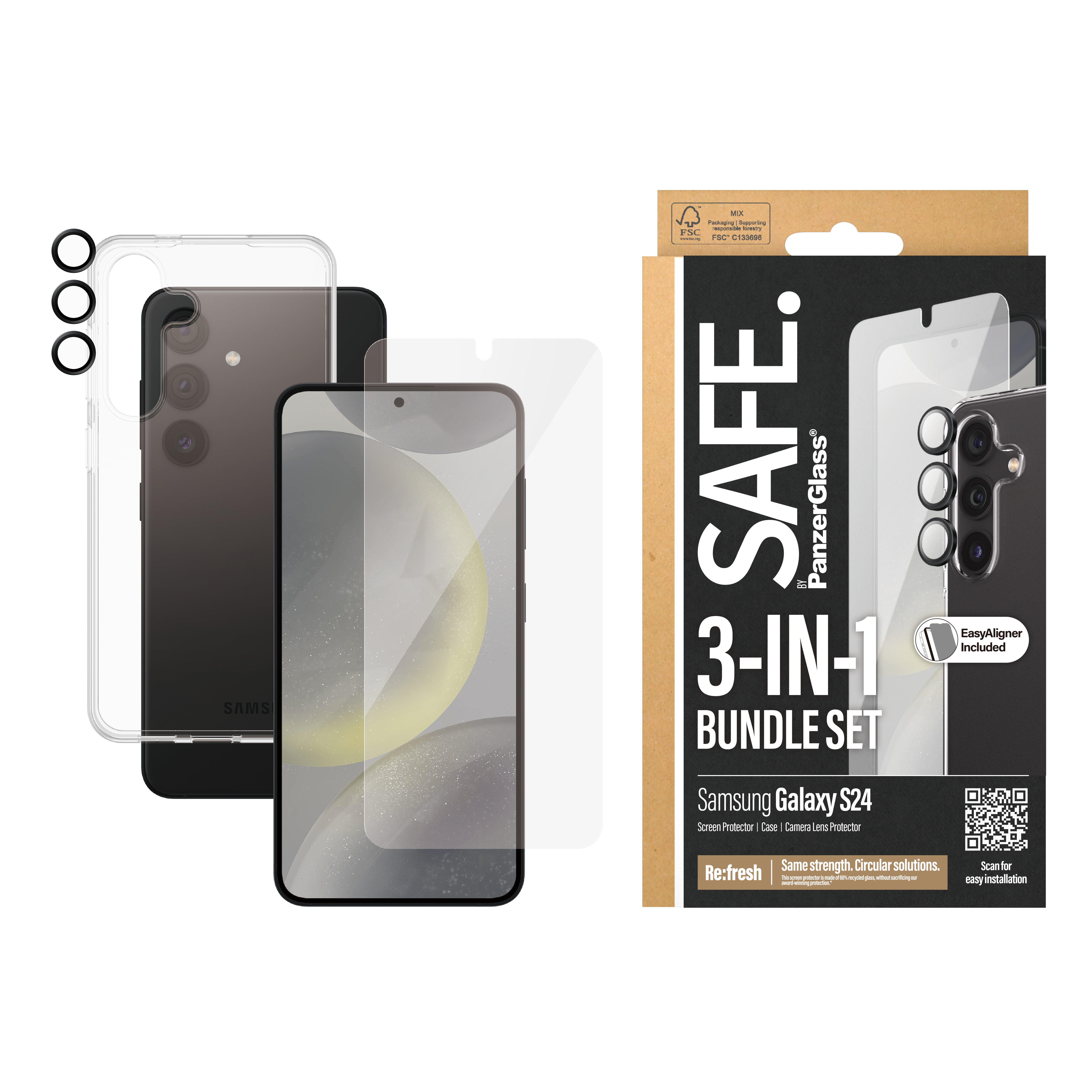 PanzerGlass SAFE. by PanzerGlass - 3-in-1 Pack - hintere Abdeckung für Samsung Galaxy S24, Ansicht 4