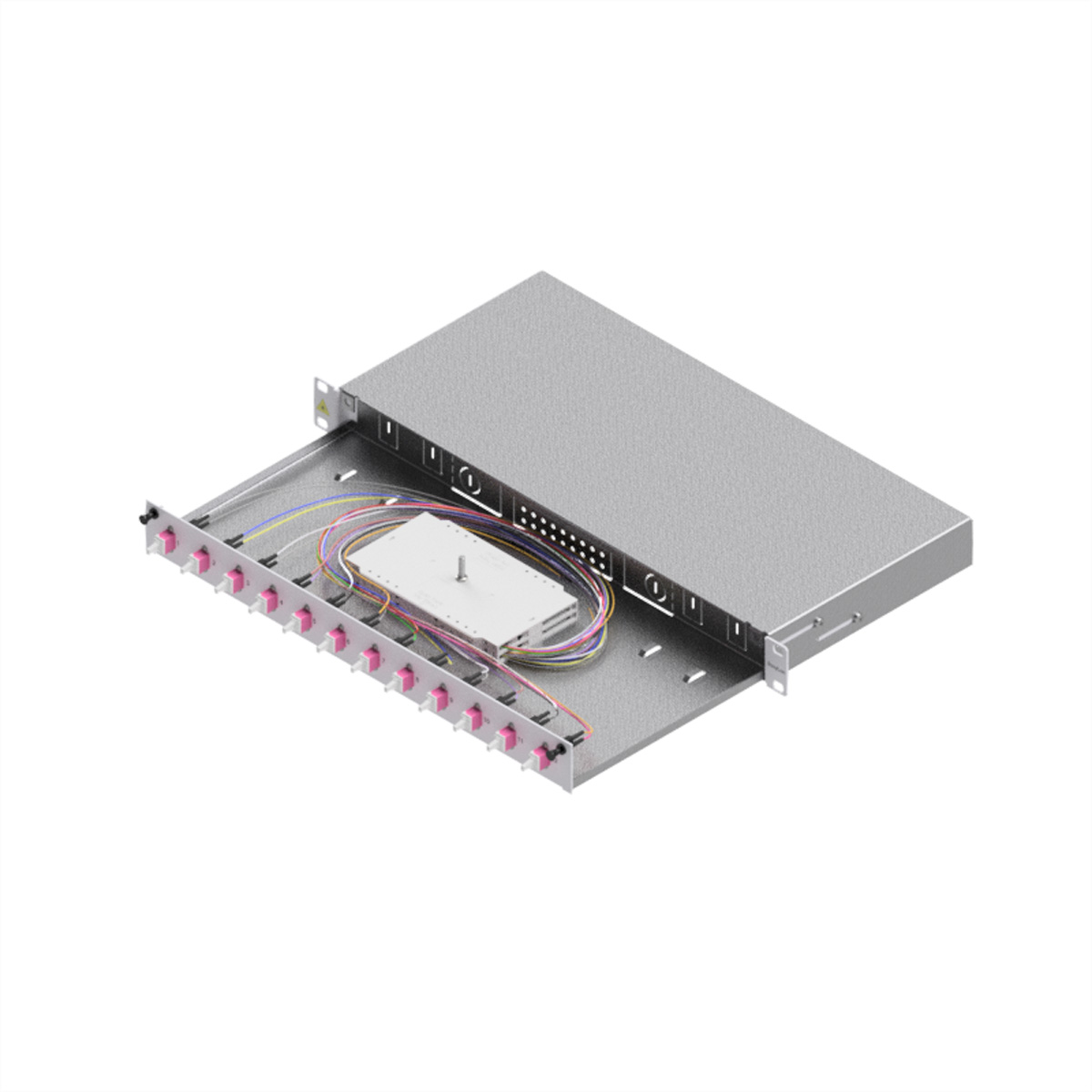 EasyLan LWL-Spleißbox GradeC 19-Zoll 1HE 12 Ports 12x LC-Duplex OM4 - Kabel, Ansicht 2