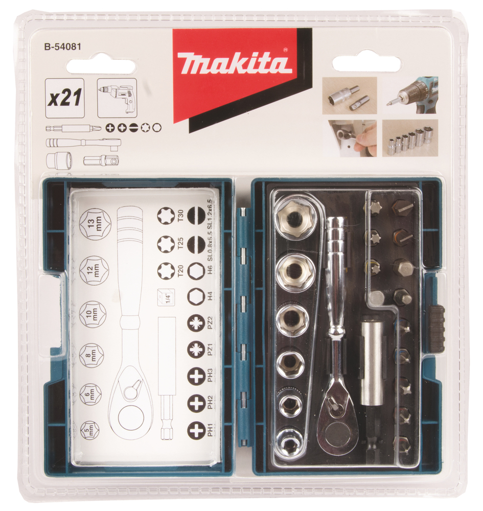 Makita Set Schraubendreherbit und Ratsche - 21 Stücke, Ansicht 2