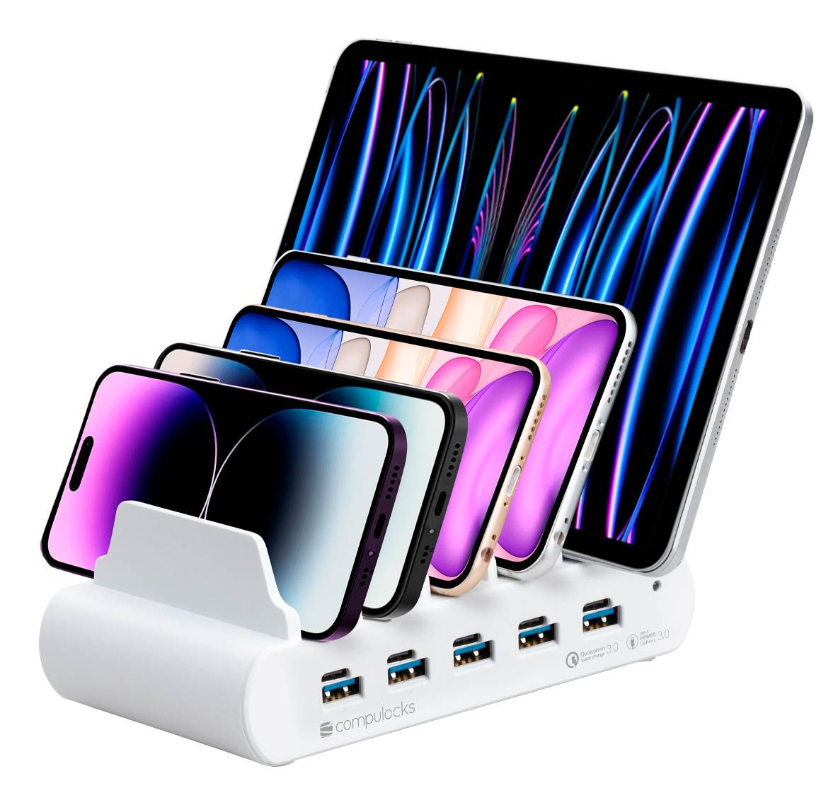Compulocks 5 Port USB-C and USB-A Charging Dock with EU - Ladestation - 150 Watt - 10 Ausgabeanschlussstellen, Ansicht 4