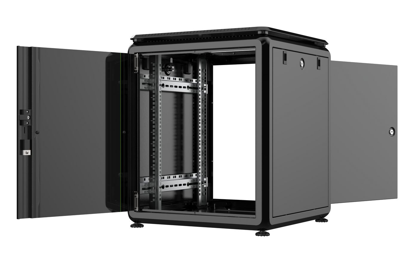 Lanview RDL12U66BL - 12U - 600 kg - 30,6 kg - Schwarz, Ansicht 2