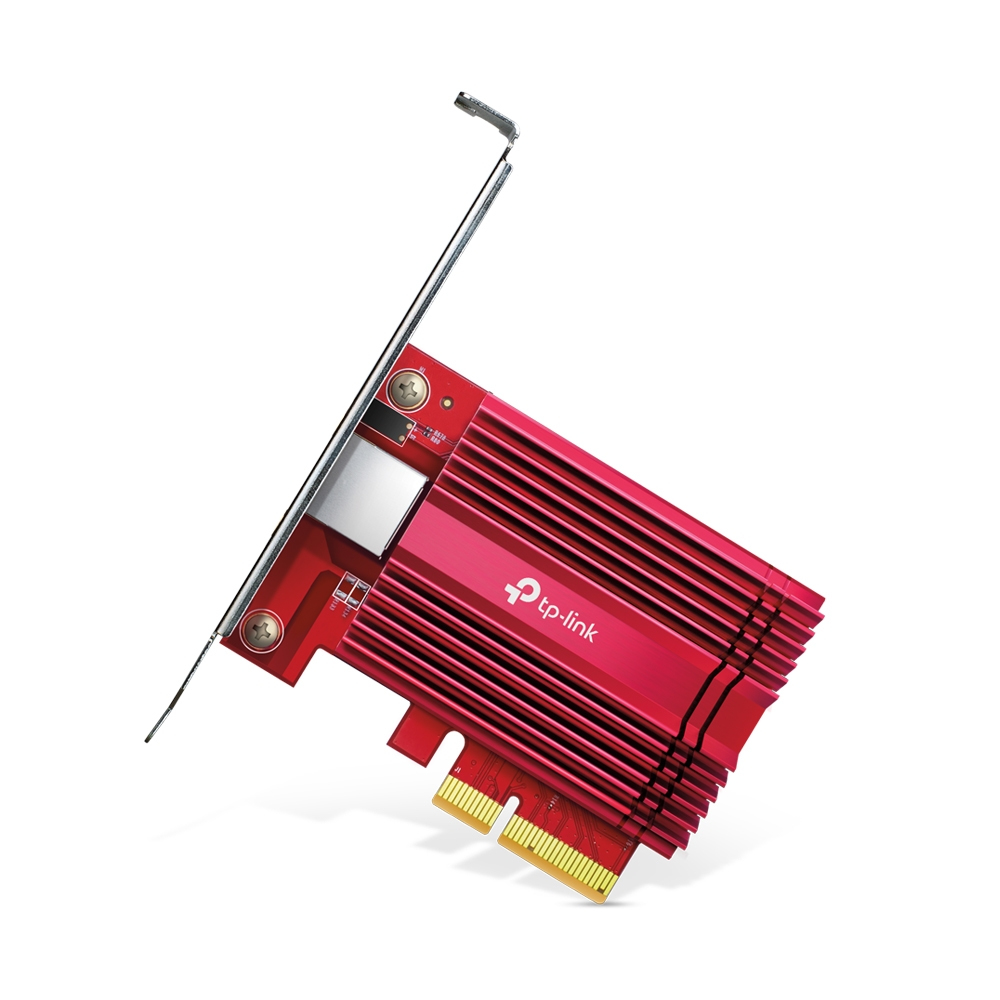 TP-LINK 10 Gigabit PCI Express Netzwerk Adapter, Eingebaut, Kabelgebunden, PCI Express, Ethernet, 10000 Mbit/s, Rot