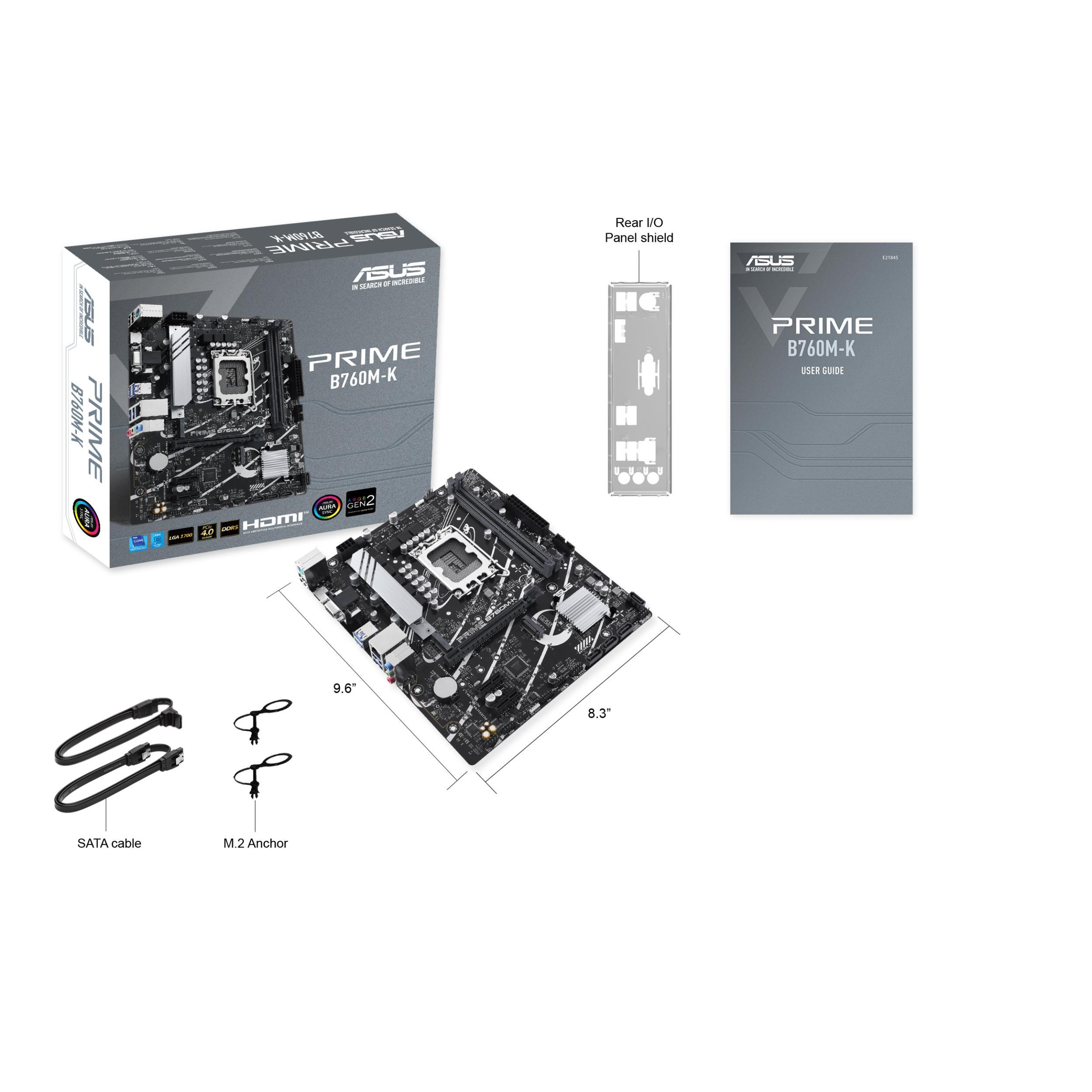 ASUS PRIME B760M-K - Motherboard - micro ATX - LGA1700-Sockel - B760 Chipsatz - USB 3.2 Gen 1 - 2.5 Gigabit LAN, Ansicht 2