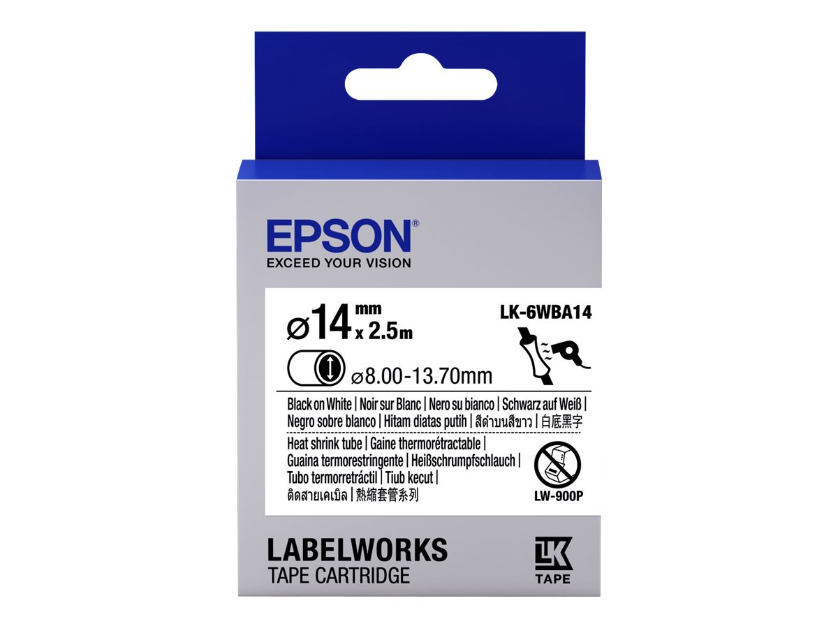 Epson LabelWorks LK-6WBA14 - Schwarz auf Weiß - Rolle (1,4 cm x 2,5 m) 1 Rolle(n) Rohr - für LabelWorks LW-1000, 300, 400, 600, 700, 900, Z5000, Z5010, Z700, Z710, Z900