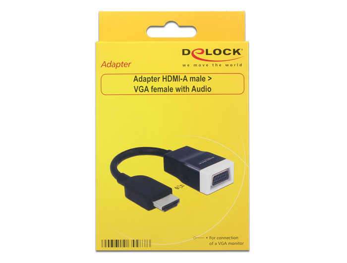 Delock Adapter HDMI-A Stecker > VGA Buchse mit Audio - Schwarz / Weiß, Ansicht 2