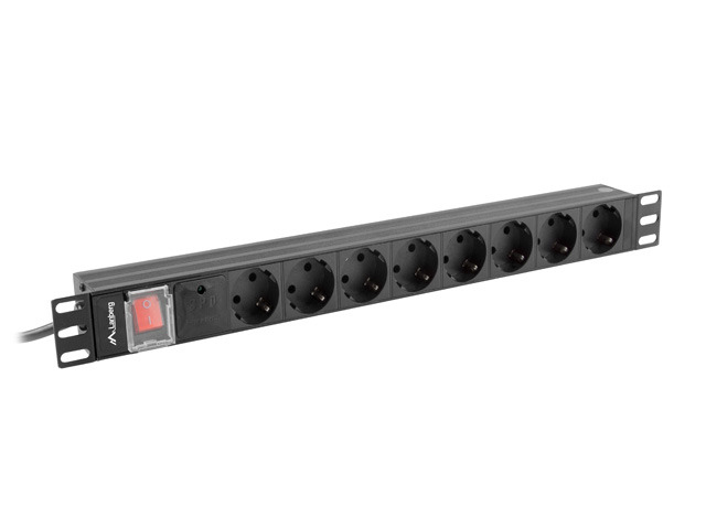 LANBERG 19 PDU-Steckdosenleiste 1U 8xSchuko 2,0m 16A sw, Ansicht 2
