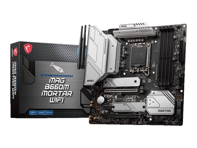 MSI MAG B660M MORTAR WIFI - Motherboard - micro ATX - LGA1700-Sockel - B660 Chipsatz - USB-C Gen2 USB 3.2 Gen 1 USB 3.2 Gen 2 USB-C Gen 2x2 - 2.5 Gigabit LAN Wi-Fi 6 Bluetooth - Onboard-Grafik (CPU erforderlich)