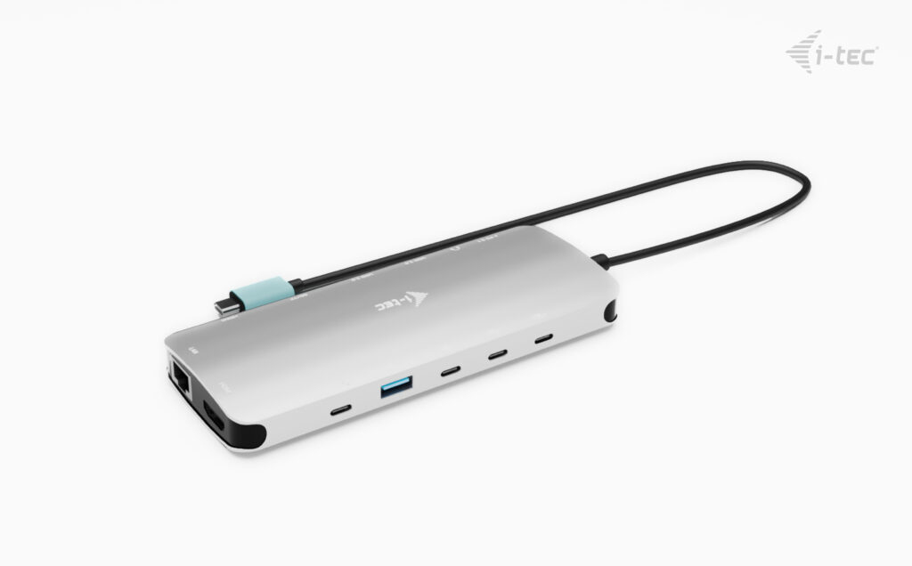 i-tec USB-C Metal NanoDock 2xHDMI 1xUSB-C Video 1xGLAN 1xAudio/Mic 1xSD/microSD 1xUSB 3.2, Ansicht 4