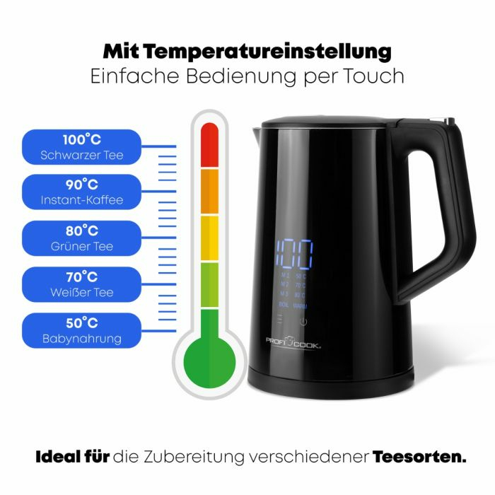 Clatronic 1,7 Liter Wasserkocher mit LED Display PC-WKS 1243, Ansicht 2