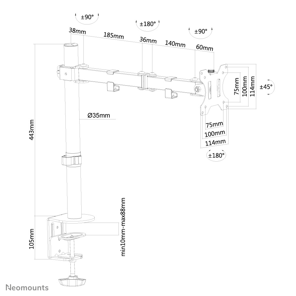 Neomounts by Newstar FPMA-D550 - Befestigungskit - für LCD-Display (full-motion), Ansicht 2