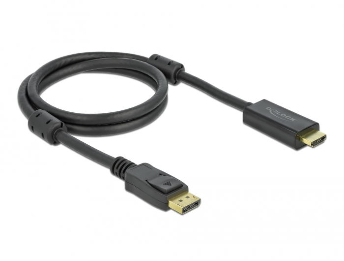 Delock Aktives DisplayPort 1.2 zu HDMI Kabel 4K 60 Hz 1 m, 1 m, HDMI Typ A (Standard), DisplayPort, Männlich, Männlich, Gerade