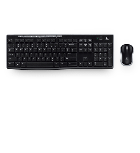 Logitech Wireless Combo MK270, Volle Größe (100%), Kabelgebunden, RF Wireless, QWERTZ, Schwarz, Maus enthalten