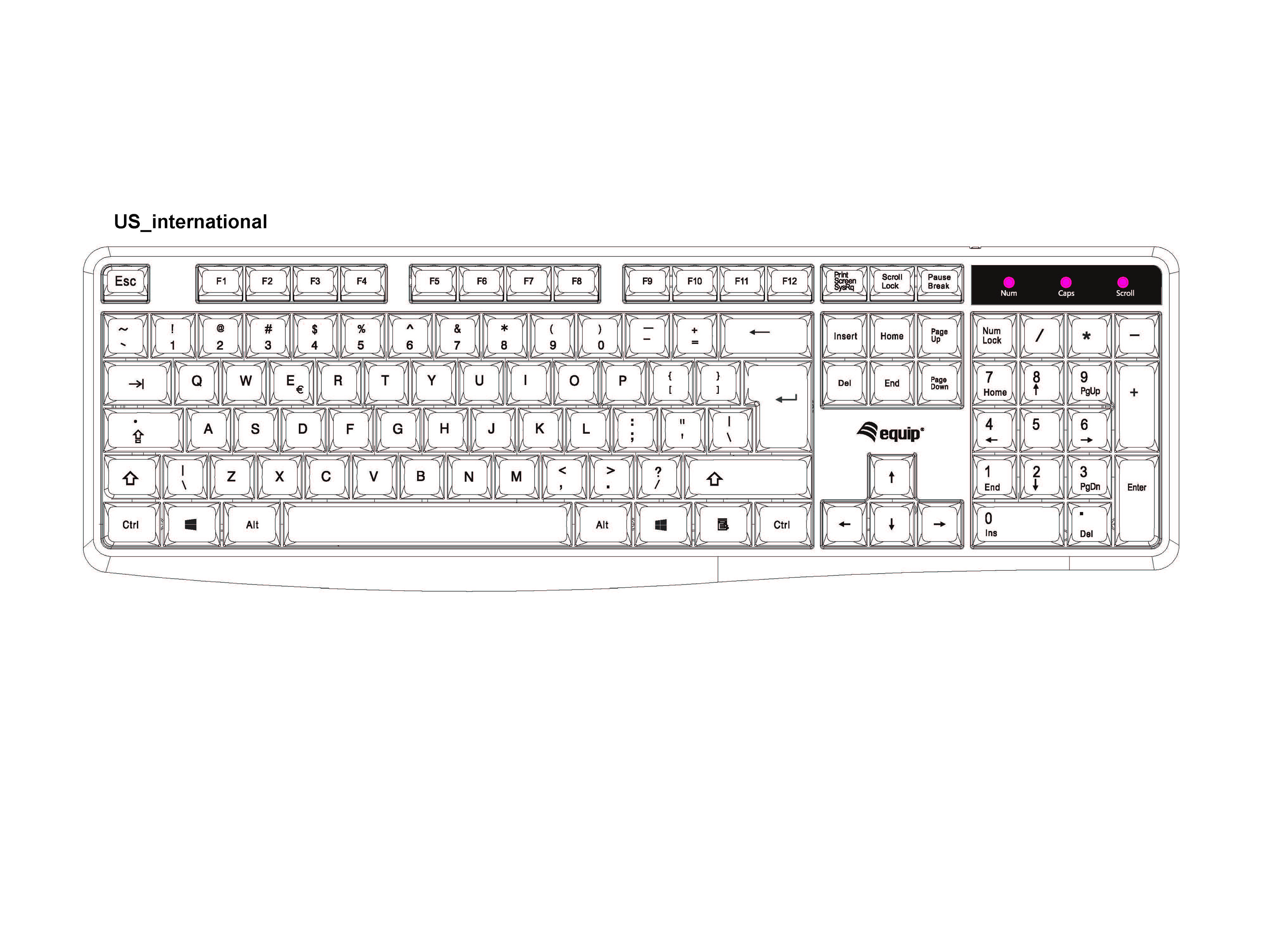 Equip Kabelgebundene USB Tastatur - Volle Größe (100%) - Kabelgebunden - USB -Schwarz - TL: US, QWERTY, Ansicht 4