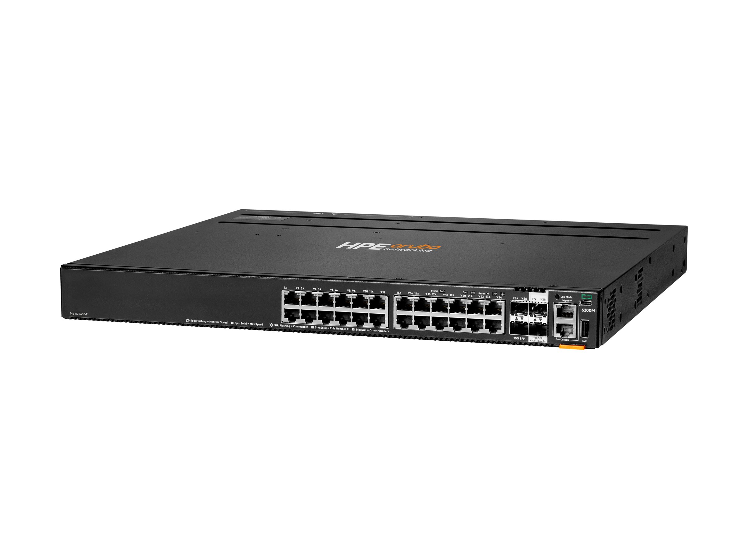 HPE Aruba 6200M 24G 4SFP+ Switch - Switch - max. Stapelentfernung 10 km - L3 - managed - 24 x 10/100/1000 + 4 x 1 Gigabit / 10 Gigabit SFP+ (Uplink / Stacking)