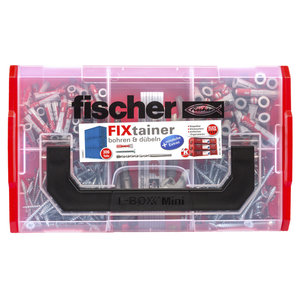 fischer FIXtainer 306 - Schrauben- & Dübelsatz - Beton - Grau - 150 Stück(e) - Box, Ansicht 4