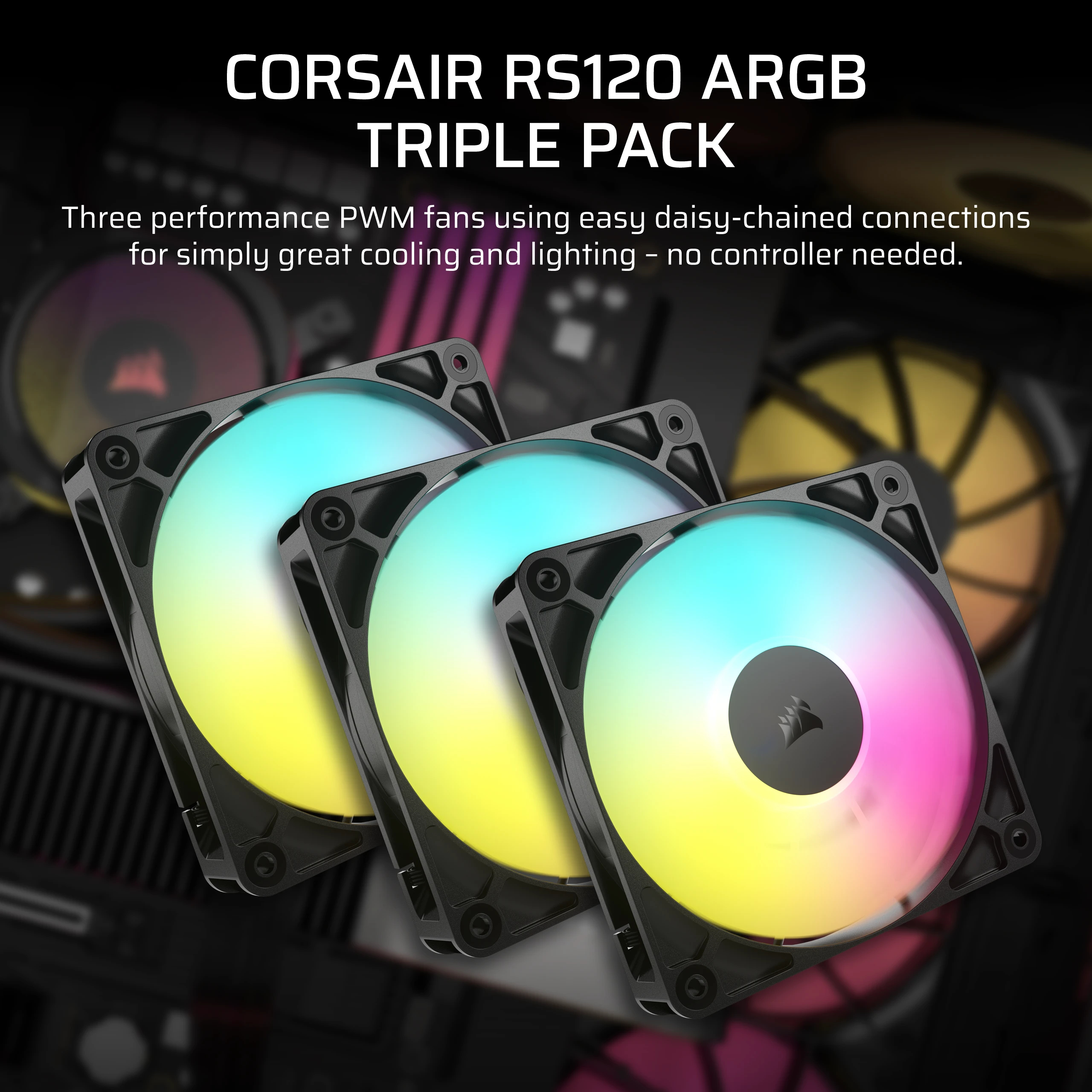 Corsair Lüfter 120*120*25 RS120 ARGB PWM Triple Pack, Ansicht 2