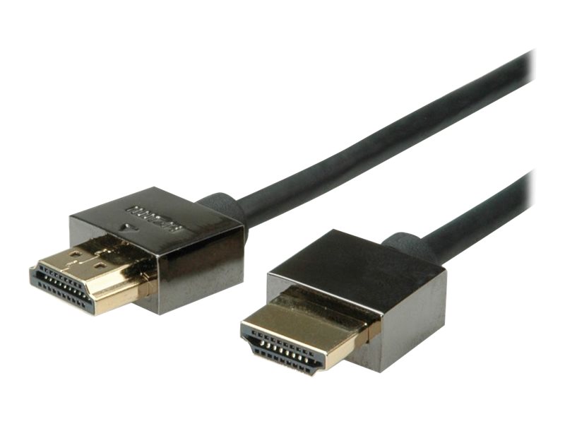 Roline High Speed - HDMI-Kabel mit Ethernet - HDMI männlich zu HDMI männlich - 2 m - abgeschirmt - Schwarz