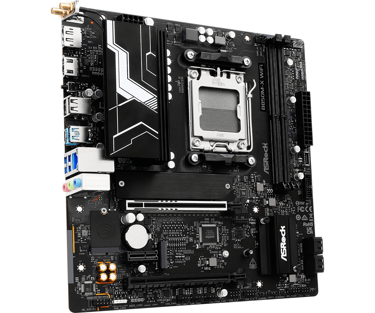 ASRock B850M-X WIFI R2.0 - Motherboard - micro ATX - Socket AM5 - AMD B850 Chipsatz - 2.5 Gigabit LAN, Wi-Fi, Bluetooth, Ansicht 4