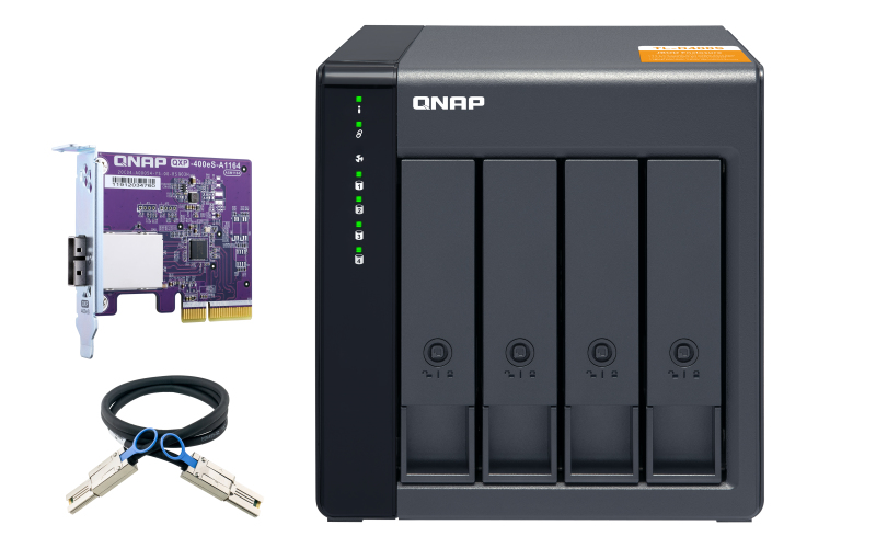 QNAP TL-D400S - HDD / SSD-Gehäuse - 2.5/3.5 Zoll - Serial ATA II,Serial ATA III - 6 Gbit/s - Hot-Swap - Schwarz - Grau