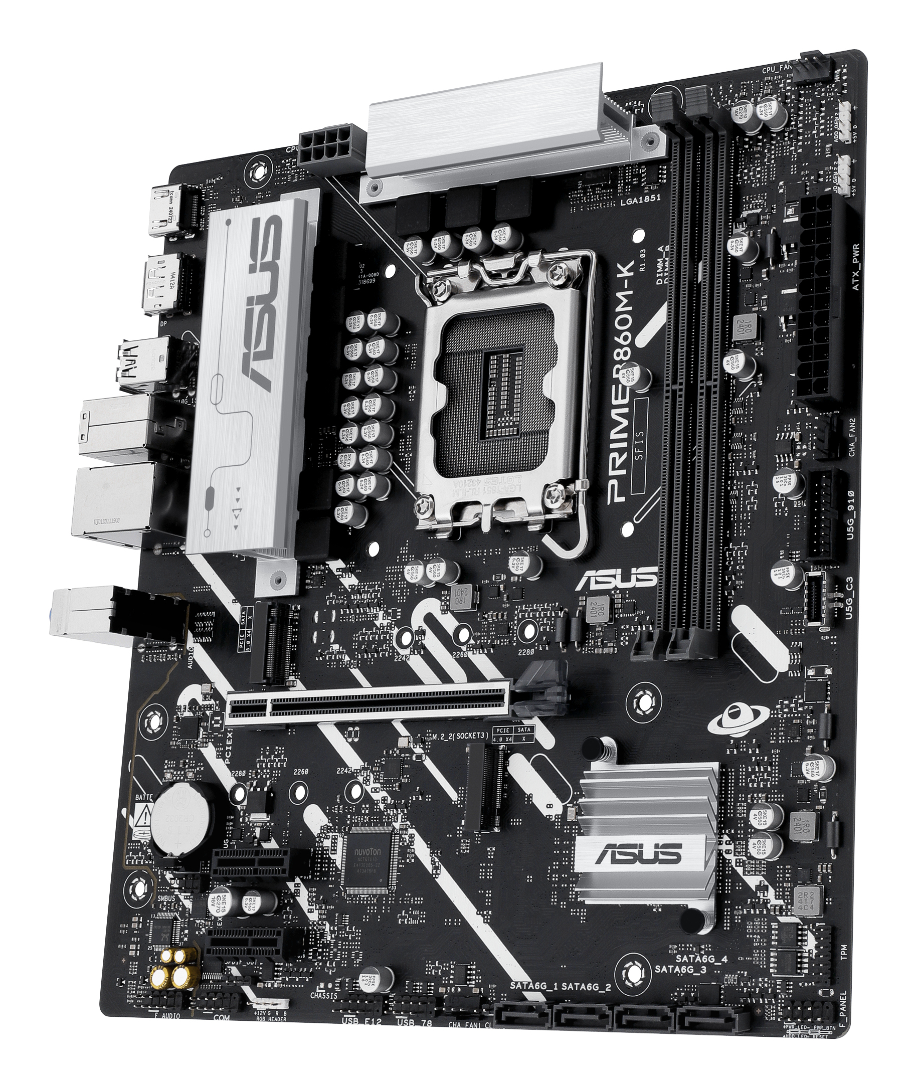 ASUS PRIME B860M-K - Motherboard - micro ATX - LGA1851-Sockel - B860 Chipsatz - Onboard-Grafik (CPU erforderlich), Ansicht 3