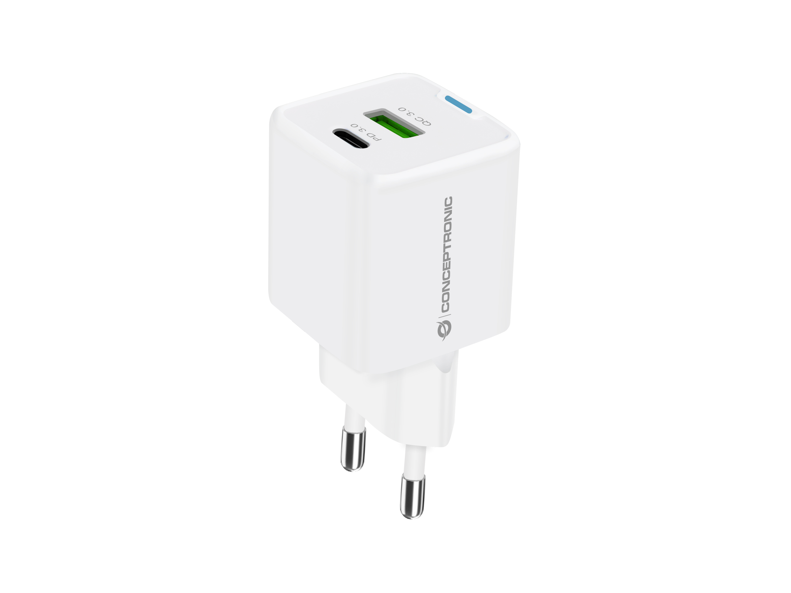 Conceptronic Ladegerät 2Port 20W 1xUSB-C 1xUSB-A 1.5m ws, Ansicht 2