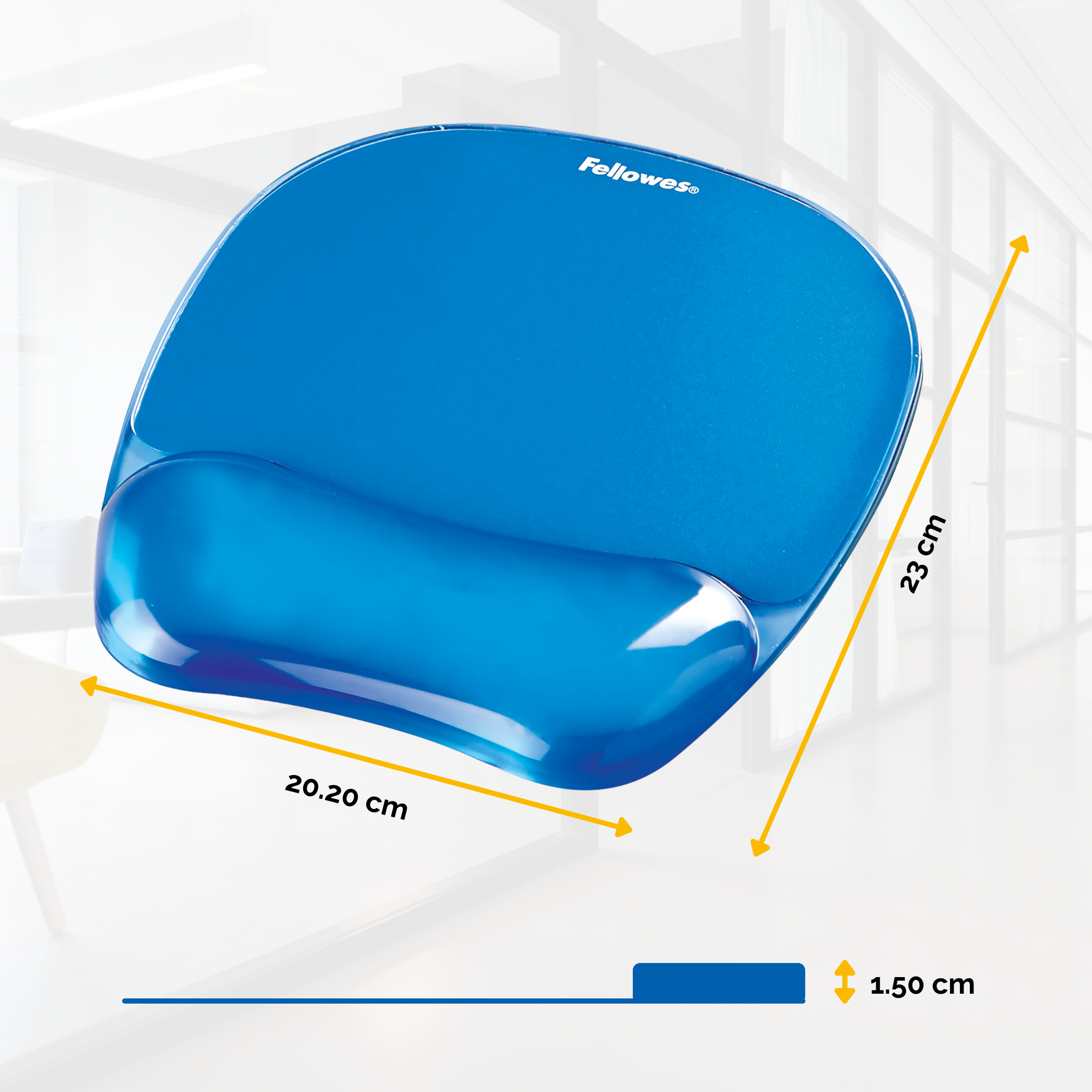 Fellowes Gel Crystals - Mauspad mit Handgelenkpolsterkissen - Blau, Ansicht 2