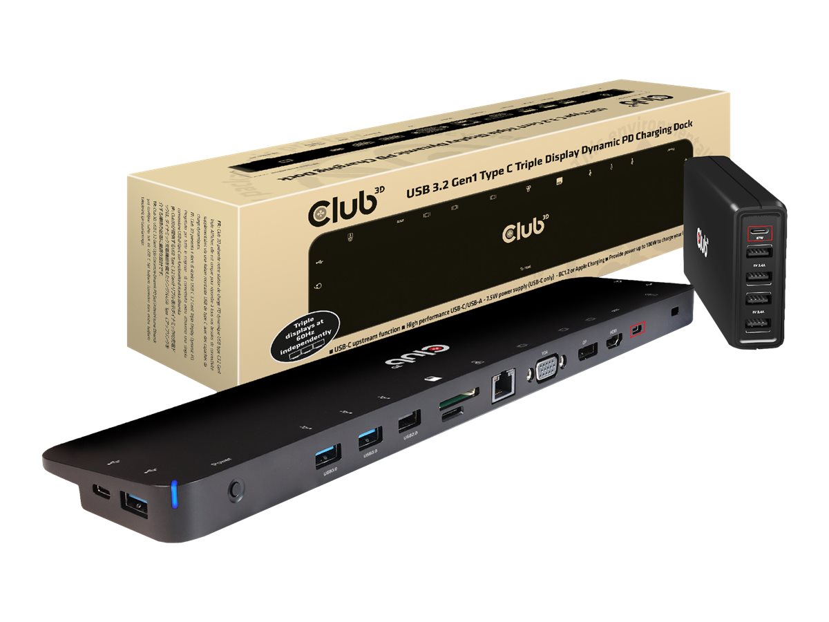 Club 3D Dockingstation - USB-C 3.2 Gen 1 - VGA, HDMI, DP, Ansicht 3