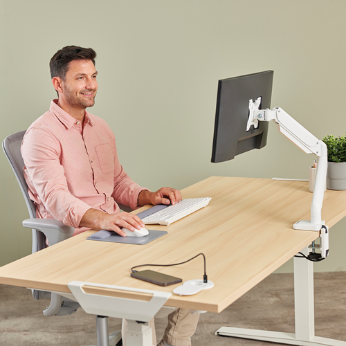 Fellowes Einbausteckdose Schreibtisch 230V USB-A USB-C weiß, Ansicht 3