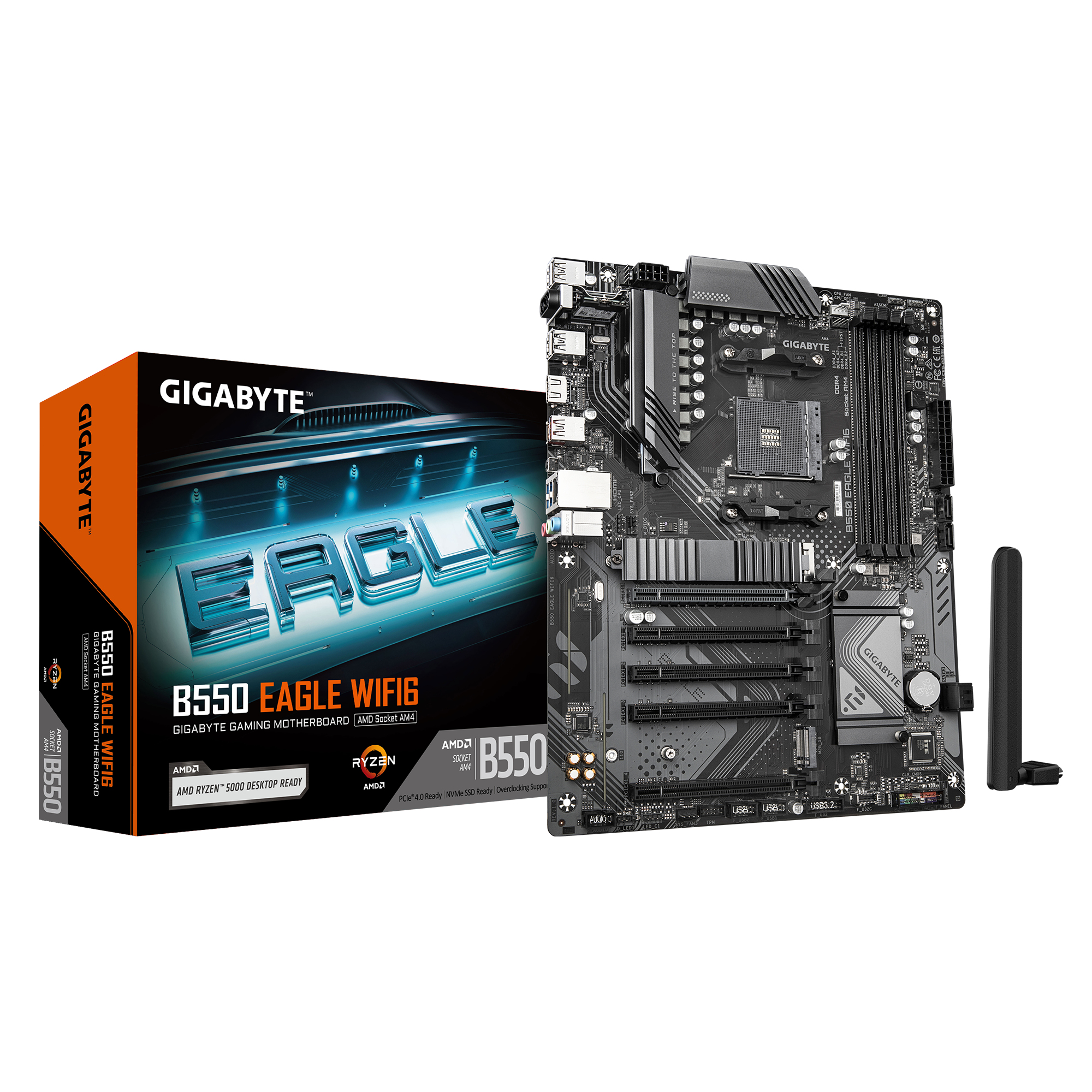 Gigabyte B550 EAGLE WIFI6 - Motherboard - ATX - Socket AM4 - AMD B550 Chipsatz - Onboard-Grafik (CPU erforderlich), Ansicht 2