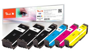 Peach Multi Pack Plus - 6er-Pack - Schwarz, Gelb, Cyan, Magenta - kompatibel - Tintenpatrone (Alternative zu: Epson 33), Ansicht 2