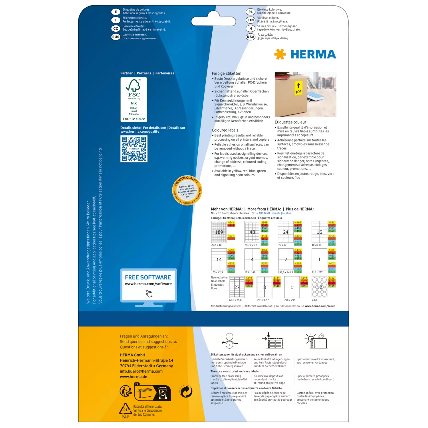 HERMA 4562 - Rot - Rechteck - A4 - Universal - Matte - Laser/Inkjet, Ansicht 2