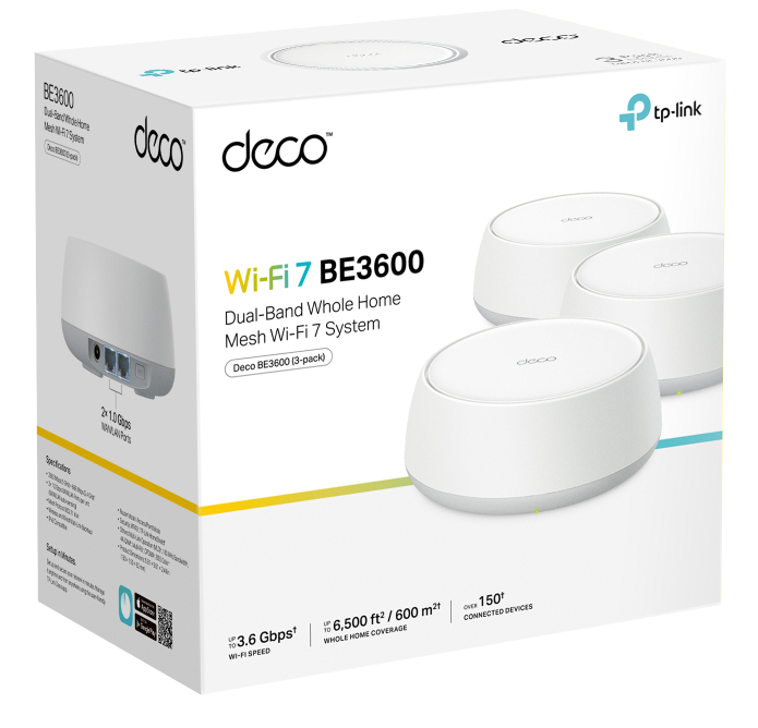 TP-LINK Deco BE3600 V1 - WLAN-System - 3 Router - bis zu 600 qm - Netz 1GbE Wi-Fi 7 - Router - WLAN, Ansicht 4
