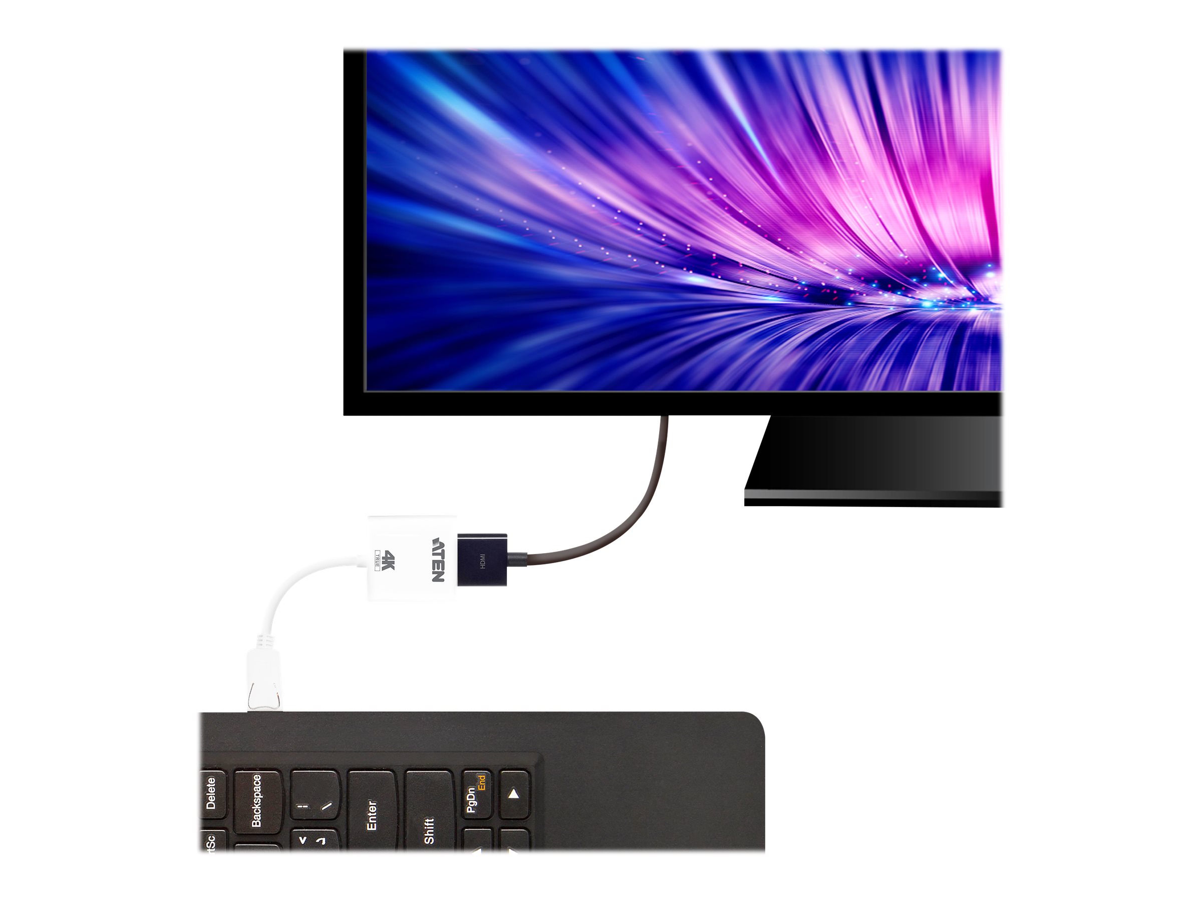 ATEN VC986B - Videoadapter - DisplayPort männlich zu HDMI weiblich - 18 cm - weiß - 4K Unterstützung, aktiv