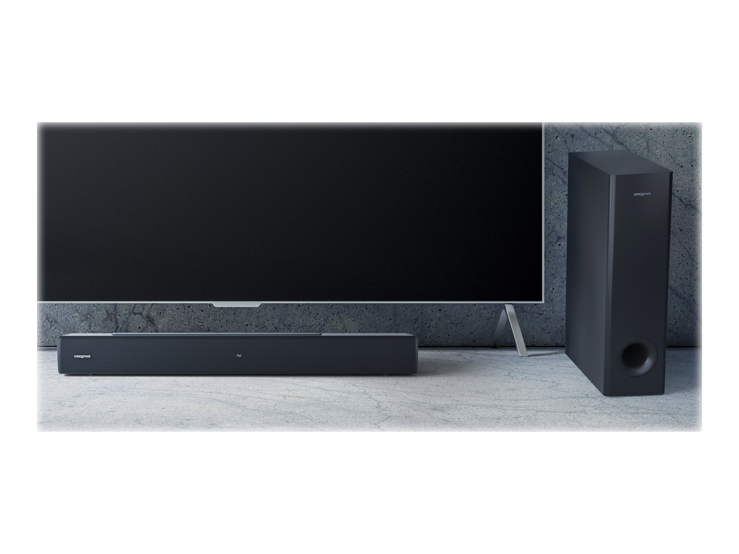 Creative Labs Creative Stage V2 - Soundleistensystem - für TV/Monitor - 2.1-Kanal - kabellos - Bluetooth - 80 Watt (Gesa