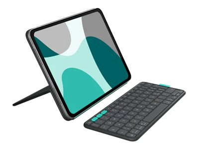 Logitech Flip Folio - Tastatur und Foliohülle - full size - kabellos - Bluetooth 5.1 LE - QWERTY - Italienisch - Graphite - für Apple 10.9-inch iPad Air (5th generation)