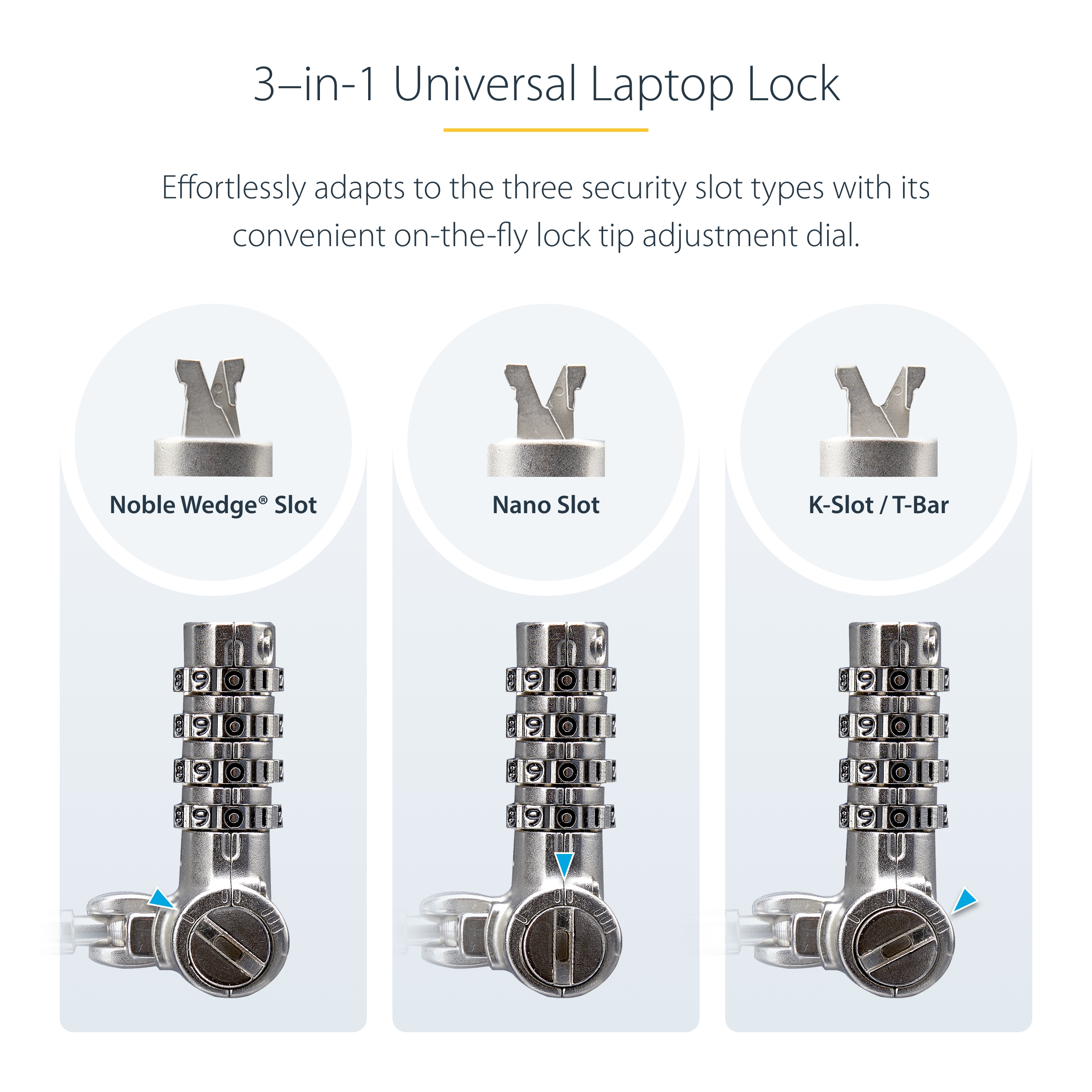 StarTech.com Universal Laptop Lock 6.6ft (2m) - Karbonstahl, Ansicht 2