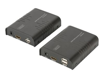 DIGITUS Professional HDMI KVM Extender over IP, Set - KVM-/Audio-Extender - 100Mb LAN - USB - bis zu 120 m