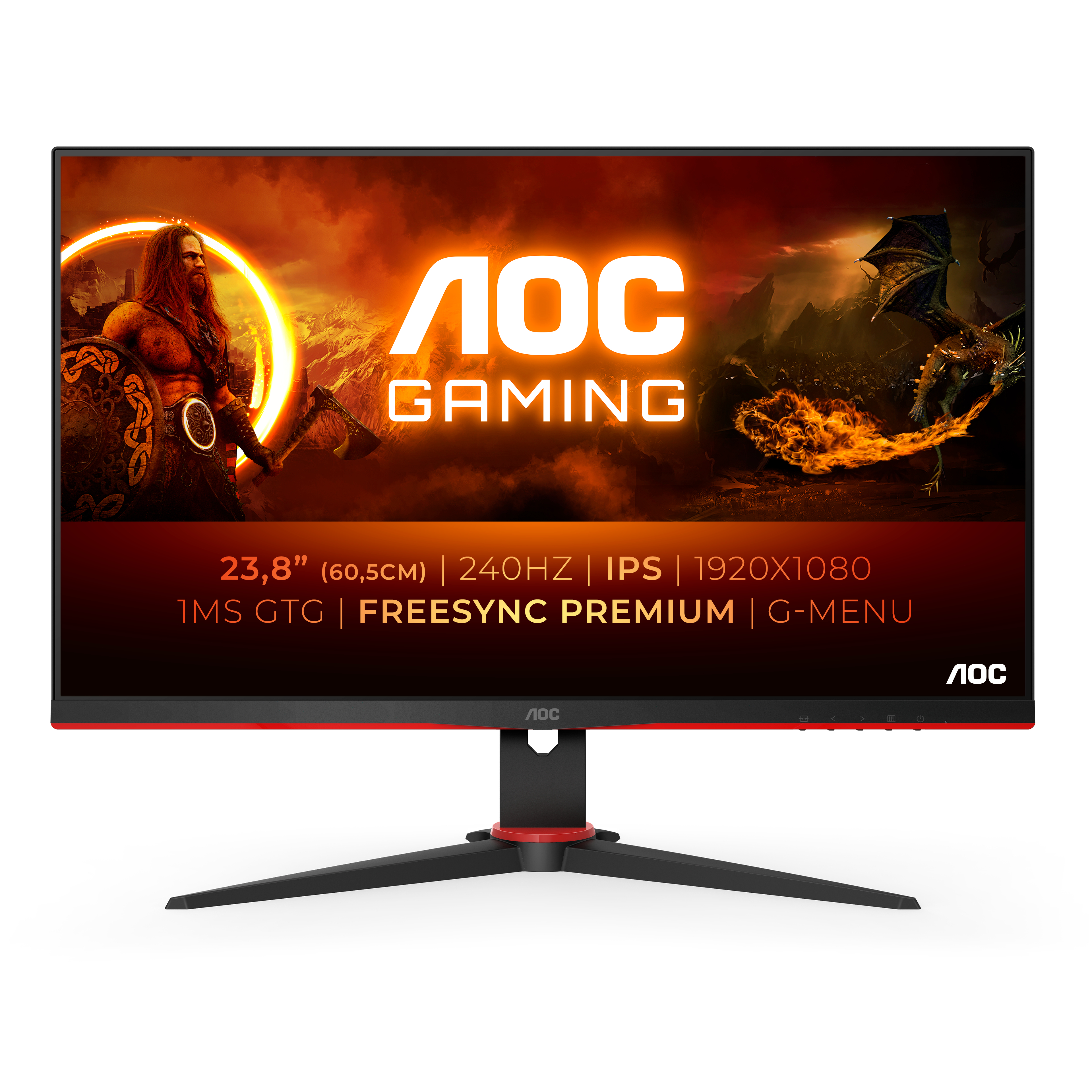 AOC G2 24G2ZE/BK, 60,5 cm (23.8&quot;), 1920 x 1080 Pixel, Full HD, LED, 0,5 ms, Schwarz, Rot