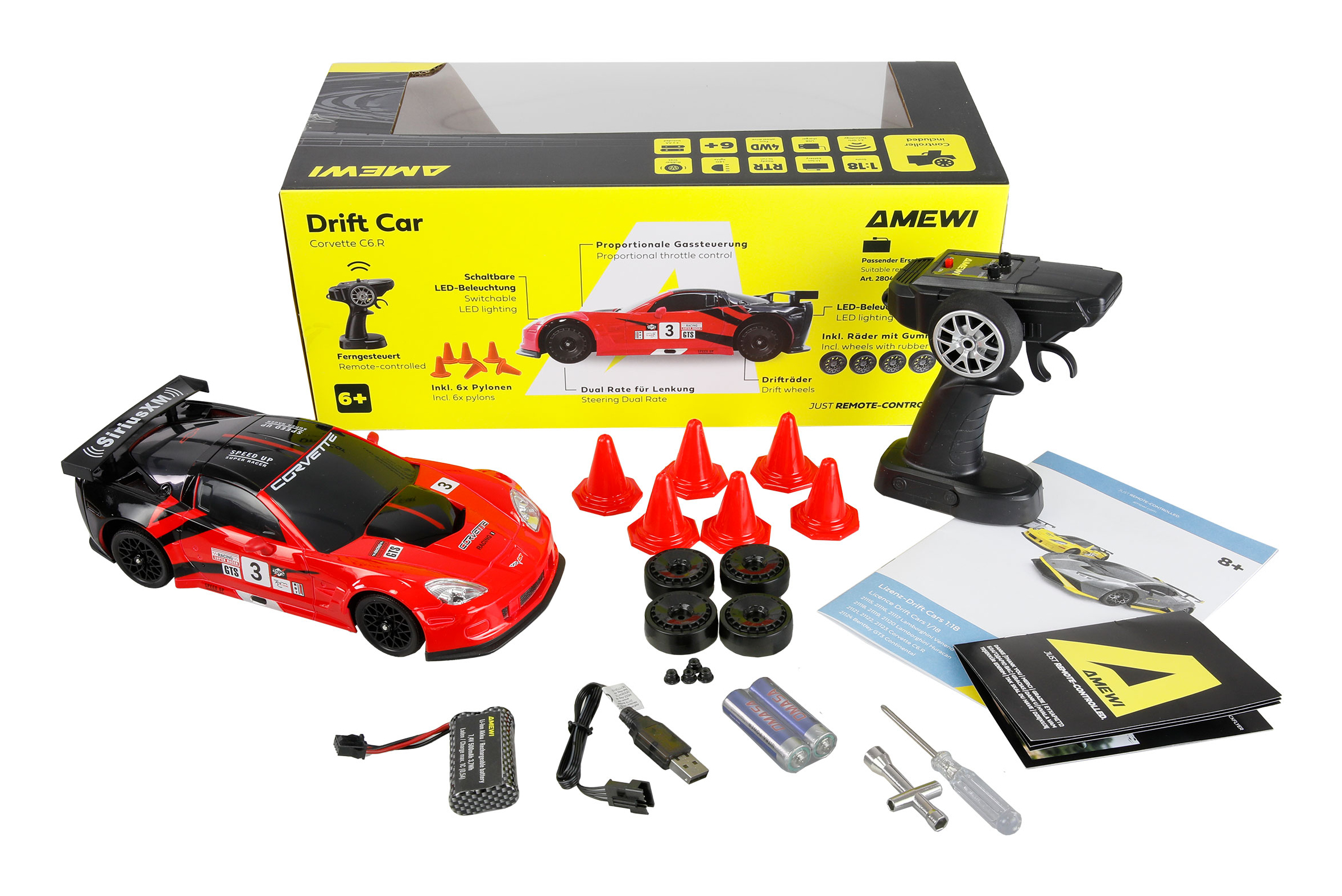 Amewi RC Drift Corvette rot, Ansicht 2