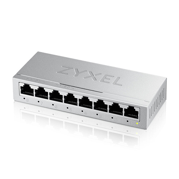 ZyXEL GS-100 series GS-108B - Version 5 - Switch - unmanaged - 8 x 10/100/1000 - Desktop - wandmontierbar, Ansicht 2