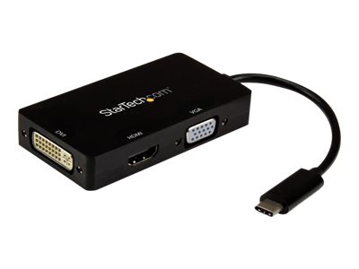 StarTech.com 4K USB C to HDMI, VGA & DVI Multi Port Video Display Adapter for Mac / Windows Laptop & Monitor (CDPVGDVHDBP) - Videoadapter - USB-C männlich zu HD-15 (VGA), DVI-I, HDMI weiblich - 15 cm - Schwarz - aktiver Signalwandler, 4K30Hz (3840 x...