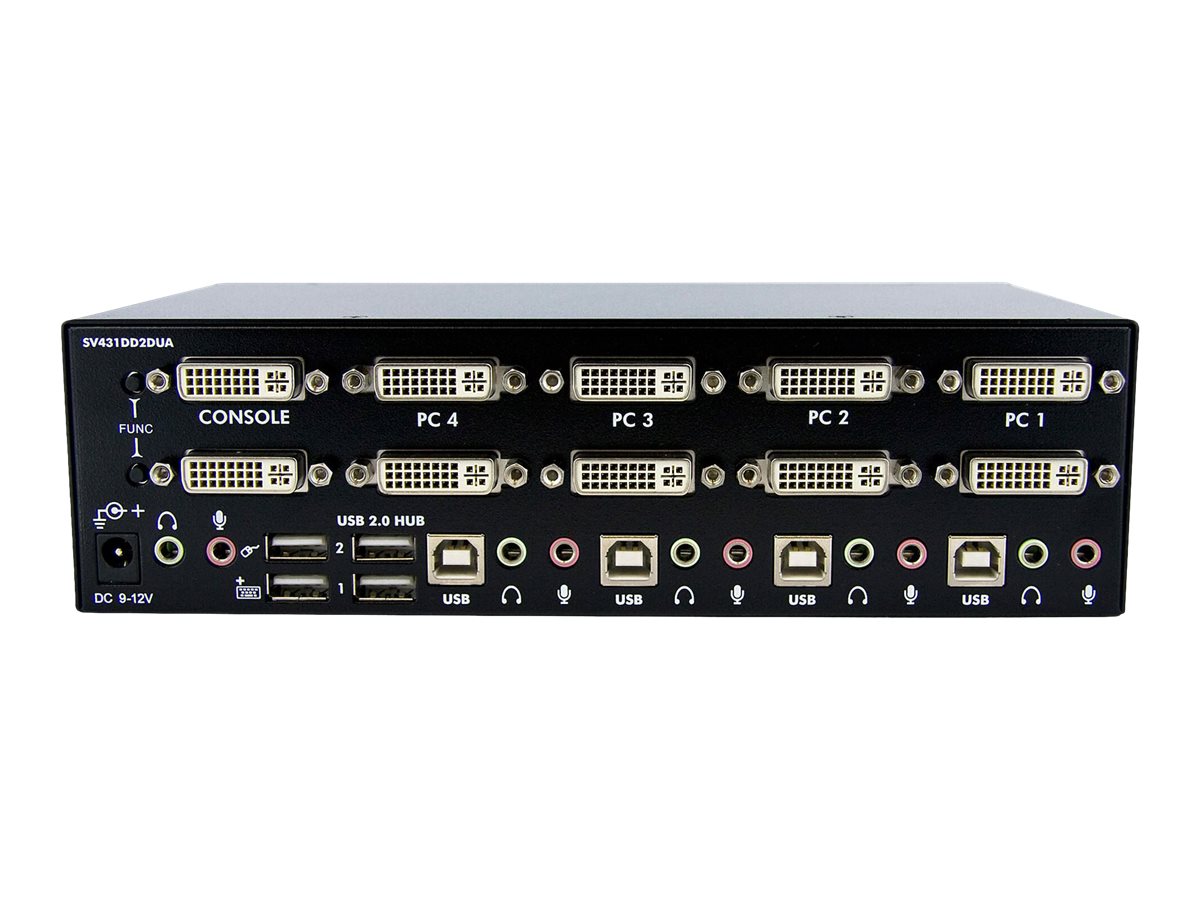 StarTech.com 4 Port Dual DVI USB KVM Switch Umschalter mit Audio und USB 2.0 Hub