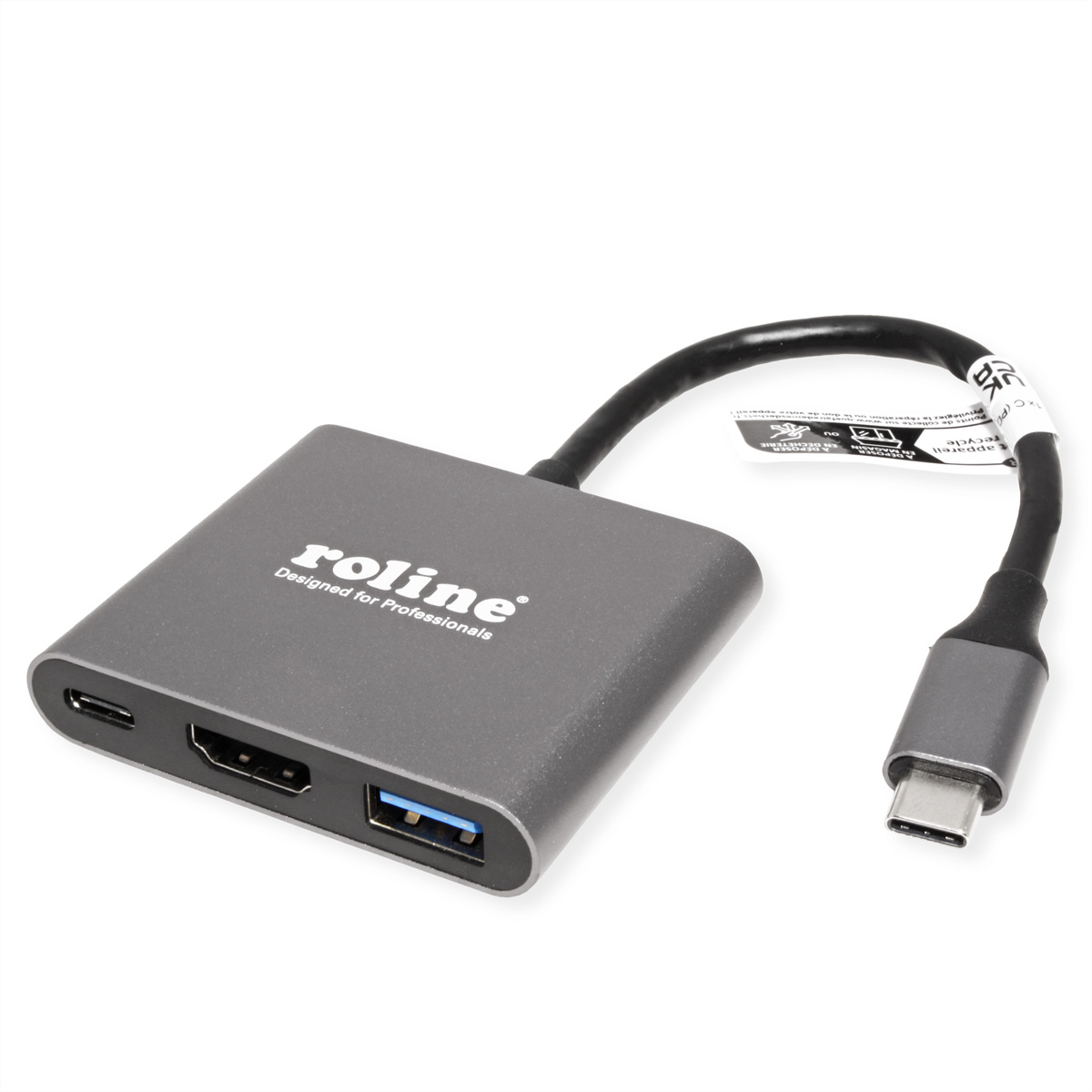 ROLINE Display Adapter USB C - HDMI 4K60+ 1x A+ PD - Adapter - Digital/Daten