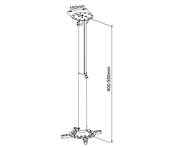 VivoLink VLMC200 - Zimmerdecke - 15 kg - Weiß - Aluminium - 450 - 550 mm - 360°, Ansicht 2