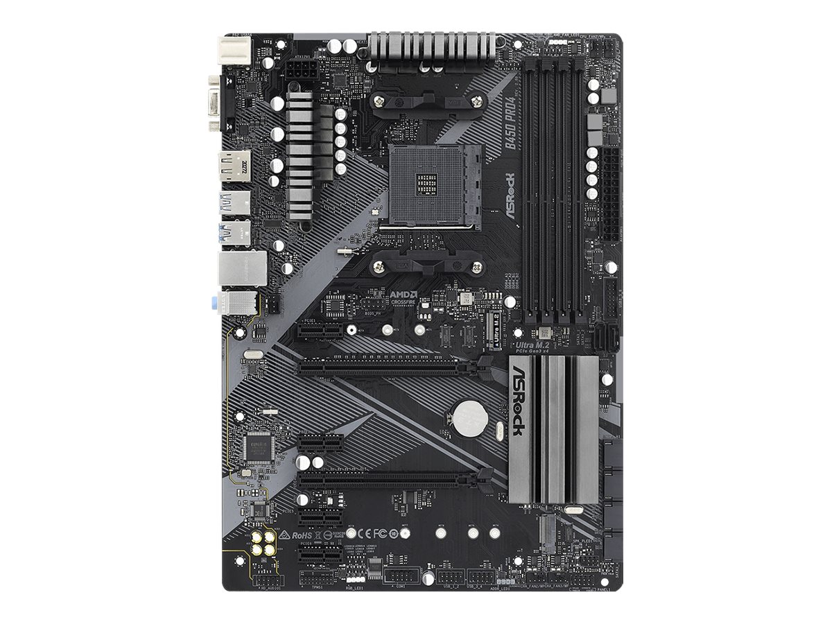 ASRock B450 Pro4 R2.0 - Motherboard - ATX - Socket AM4 - AMD B450 - USB-C Gen2, USB 3.2 Gen 1, USB 3.2 Gen 2 - Gigabit L