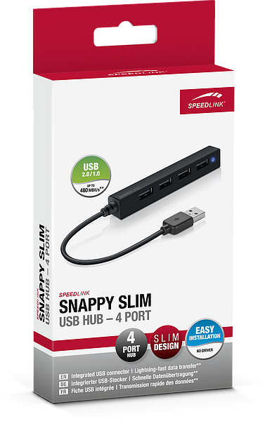 SPEEDLINK SNAPPY SLIM - Hub - 4 x USB 2.0 - Desktop, Ansicht 2