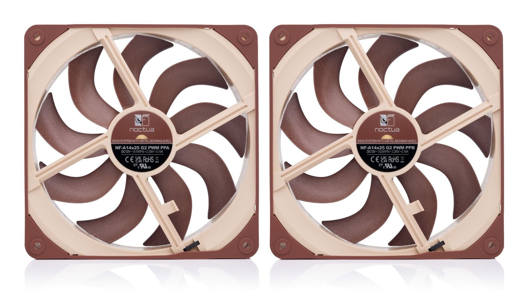 Noctua NF-A14X25 G2 PWM SX2-PP - Gehäuselüfter - 140 mm (Packung mit 2), Ansicht 2