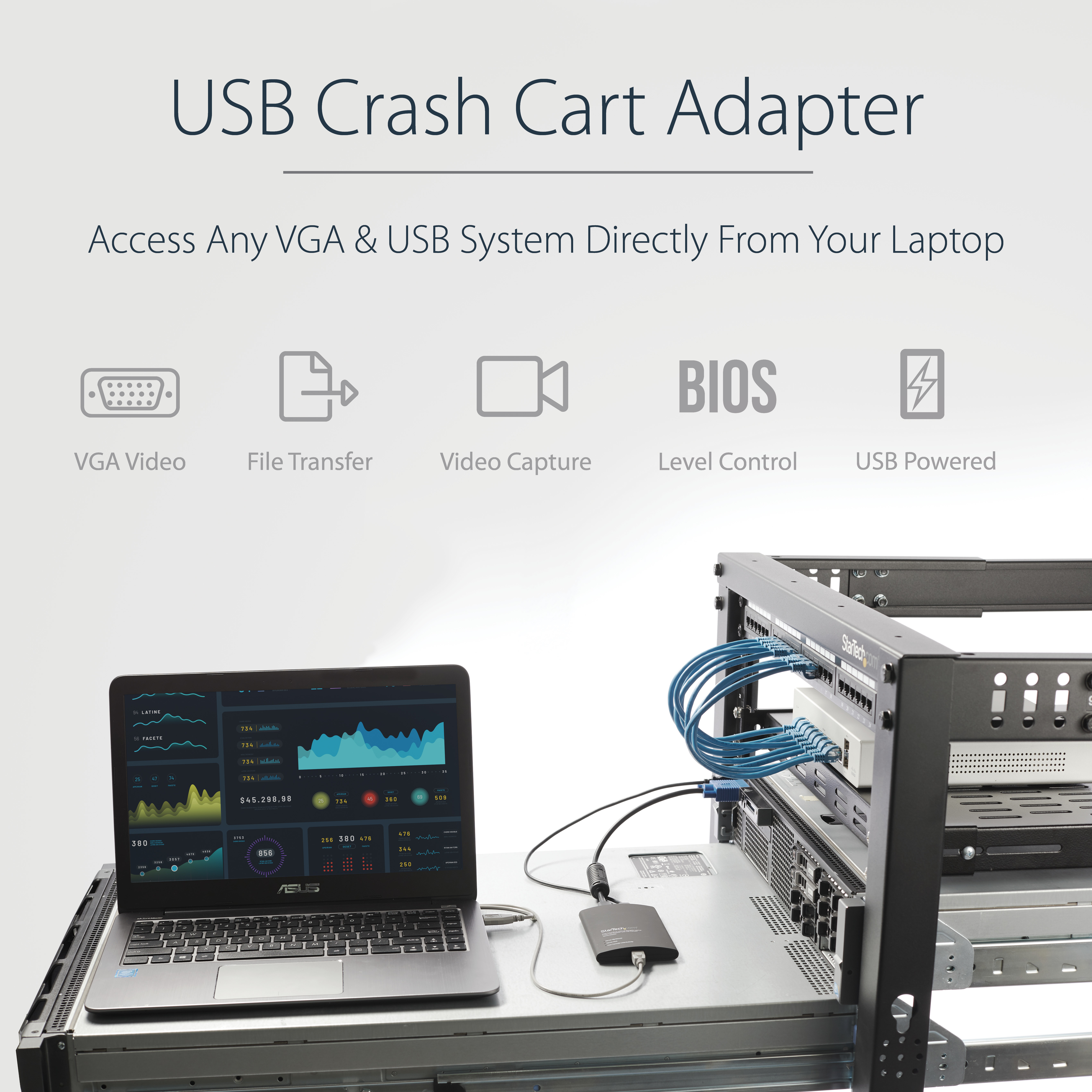 StarTech.com USB 2.0 KVM Konsole - Mobiler Laptop Crash Cart Adapter mit Datenübertragung und Videoaufnahme, Ansicht 2